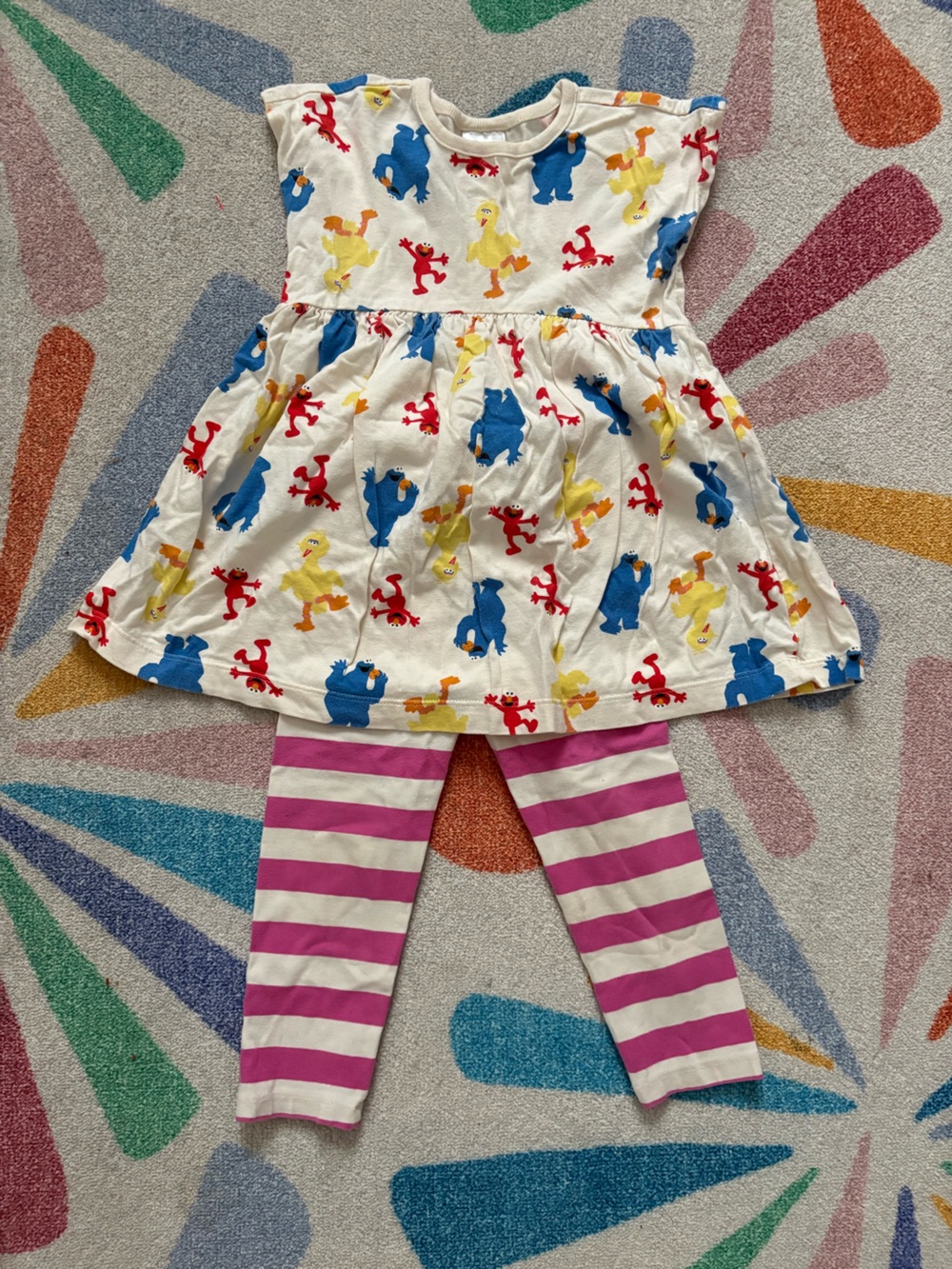 Hanna Andersson Sesame Street Dress w Leggings 2T